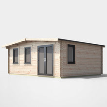 Load image into Gallery viewer, 44mm Chalet Log Cabin – uPVC Double Glazed Doors & Windows-Eclipse Fencing
