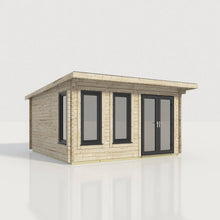Load image into Gallery viewer, 44mm Pent Log Cabin – uPVC Double Glazed Doors & Windows.-Eclipse Fencing