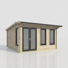 Load image into Gallery viewer, Apex Log Cabin 44mm (Off-Set) – Double Glazed uPVC Doors & Windows-Eclipse Fencing