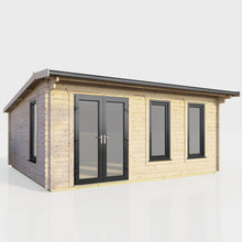 Load image into Gallery viewer, Apex Log Cabin 44mm (Off-Set) – Double Glazed uPVC Doors & Windows-Eclipse Fencing
