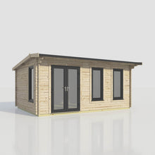 Load image into Gallery viewer, Apex Log Cabin 44mm (Off-Set) – Double Glazed uPVC Doors & Windows-Eclipse Fencing