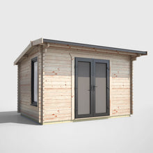 Load image into Gallery viewer, Apex Log Cabin 44mm (Off-Set) – Double Glazed uPVC Doors & Windows-Eclipse Fencing