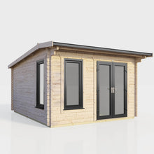 Load image into Gallery viewer, Apex Log Cabin 44mm (Off-Set) – Double Glazed uPVC Doors & Windows-Eclipse Fencing