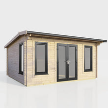 Load image into Gallery viewer, Apex Log Cabin 44mm (Off-Set) – Double Glazed uPVC Doors & Windows-Eclipse Fencing