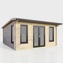 Load image into Gallery viewer, Apex Log Cabin 44mm (Off-Set) – Double Glazed uPVC Doors & Windows-Eclipse Fencing