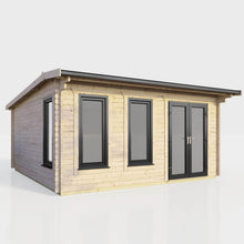 Load image into Gallery viewer, Apex Log Cabin 44mm (Off-Set) – Double Glazed uPVC Doors & Windows-Eclipse Fencing