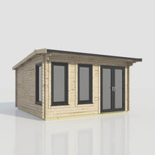 Load image into Gallery viewer, Apex Log Cabin 44mm (Off-Set) – Double Glazed uPVC Doors & Windows-Eclipse Fencing