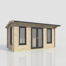 Load image into Gallery viewer, Apex Log Cabin 44mm (Off-Set) – Double Glazed uPVC Doors & Windows-Eclipse Fencing