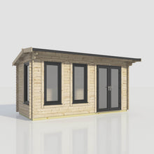 Load image into Gallery viewer, Apex Log Cabin 44mm (Off-Set) – Double Glazed uPVC Doors & Windows-Eclipse Fencing