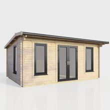 Load image into Gallery viewer, Apex Log Cabin 44mm (Off-Set) – Double Glazed uPVC Doors & Windows-Eclipse Fencing