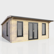 Load image into Gallery viewer, Apex Log Cabin 44mm (Off-Set) – Double Glazed uPVC Doors & Windows-Eclipse Fencing