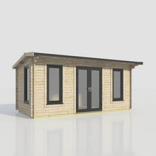 Load image into Gallery viewer, Apex Log Cabin 44mm (Off-Set) – Double Glazed uPVC Doors & Windows-Eclipse Fencing