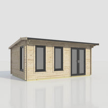 Load image into Gallery viewer, Apex Log Cabin 44mm (Off-Set) – Double Glazed uPVC Doors & Windows-Eclipse Fencing
