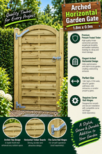 Load image into Gallery viewer, Arched Horizontal Garden Gate – 1.8m x 0.9m Durable Pressure-Treated Timber-Eclipse Fencing