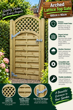 Load image into Gallery viewer, Arched Lattice Top Gate 180cm x 90cm – Stylish & Durable Garden Gate-Eclipse Fencing