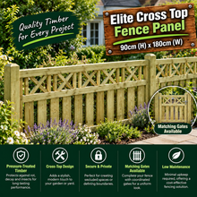 Load image into Gallery viewer, Elite Cross Top Panel 90cm x 180cm – Stylish & Durable Garden Fencing-Eclipse Fencing