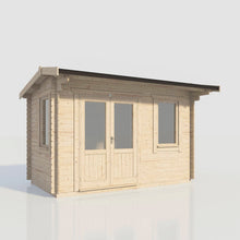 Load image into Gallery viewer, (Off-Set) Apex Log Cabin – 28mm Scandinavian Timber, Double Glazed, EPDM Roof, Made in Britain-Eclipse Fencing