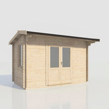 Load image into Gallery viewer, (Off-Set) Apex Log Cabin – 28mm Scandinavian Timber, Double Glazed, EPDM Roof, Made in Britain-Eclipse Fencing