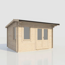 Load image into Gallery viewer, (Off-Set) Apex Log Cabin – 28mm Scandinavian Timber, Double Glazed, EPDM Roof, Made in Britain-Eclipse Fencing