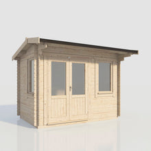 Load image into Gallery viewer, (Off-Set) Apex Log Cabin – 28mm Scandinavian Timber, Double Glazed, EPDM Roof, Made in Britain-Eclipse Fencing