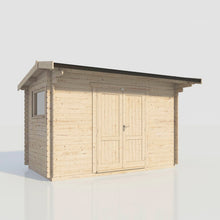 Load image into Gallery viewer, (Off-Set) Apex Workshop Log Cabin – 28mm Scandinavian Timber, Double Glazed, EPDM Roof, Made in Britain-Eclipse Fencing