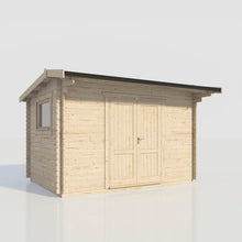 Load image into Gallery viewer, (Off-Set) Apex Workshop Log Cabin – 28mm Scandinavian Timber, Double Glazed, EPDM Roof, Made in Britain-Eclipse Fencing