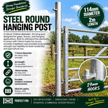 Load image into Gallery viewer, Round Hanging Post 114mm x 2m – Strong & Durable Gate Support-Eclipse Fencing