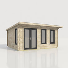 Load image into Gallery viewer, 44mm Pent Log Cabin – uPVC Double Glazed Doors &amp; Windows | Made in Britain-Eclipse Fencing
