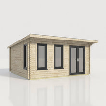 Load image into Gallery viewer, 44mm Pent Log Cabin – uPVC Double Glazed Doors &amp; Windows | Made in Britain-Eclipse Fencing
