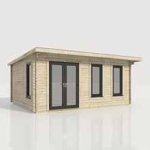 Load image into Gallery viewer, 44mm Pent Log Cabin – uPVC Double Glazed Doors &amp; Windows | Made in Britain-Eclipse Fencing
