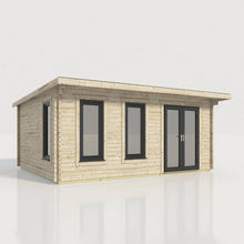 Load image into Gallery viewer, 44mm Pent Log Cabin – uPVC Double Glazed Doors &amp; Windows | Made in Britain-Eclipse Fencing
