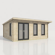 Load image into Gallery viewer, 44mm Pent Log Cabin – uPVC Double Glazed Doors &amp; Windows | Made in Britain-Eclipse Fencing
