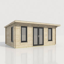 Load image into Gallery viewer, 44mm Pent Log Cabin – uPVC Double Glazed Doors &amp; Windows.-Eclipse Fencing
