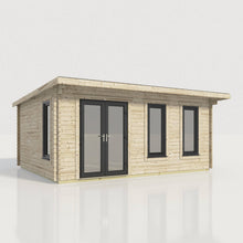 Load image into Gallery viewer, 44mm Pent Log Cabin – uPVC Double Glazed Doors &amp; Windows.-Eclipse Fencing
