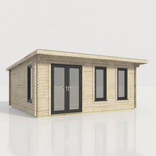 Load image into Gallery viewer, 44mm Pent Log Cabin – uPVC Double Glazed Doors &amp; Windows.-Eclipse Fencing
