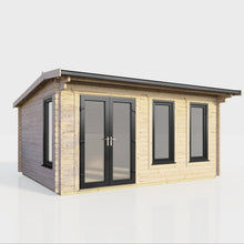 Load image into Gallery viewer, Apex Log Cabin 44mm (Off-Set) – Double Glazed uPVC Doors &amp; Windows-Eclipse Fencing
