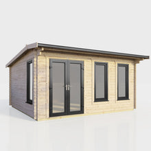 Load image into Gallery viewer, Apex Log Cabin 44mm (Off-Set) – Double Glazed uPVC Doors &amp; Windows-Eclipse Fencing
