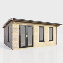 Load image into Gallery viewer, Apex Log Cabin 44mm (Off-Set) – Double Glazed uPVC Doors &amp; Windows-Eclipse Fencing
