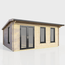 Load image into Gallery viewer, Apex Log Cabin 44mm (Off-Set) – Double Glazed uPVC Doors &amp; Windows-Eclipse Fencing
