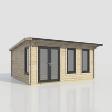 Load image into Gallery viewer, Apex Log Cabin 44mm (Off-Set) – Double Glazed uPVC Doors &amp; Windows-Eclipse Fencing
