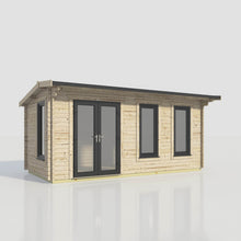 Load image into Gallery viewer, Apex Log Cabin 44mm (Off-Set) – Double Glazed uPVC Doors &amp; Windows-Eclipse Fencing
