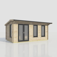 Load image into Gallery viewer, Apex Log Cabin 44mm (Off-Set) – Double Glazed uPVC Doors &amp; Windows-Eclipse Fencing
