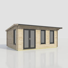 Load image into Gallery viewer, Apex Log Cabin 44mm (Off-Set) – Double Glazed uPVC Doors &amp; Windows-Eclipse Fencing
