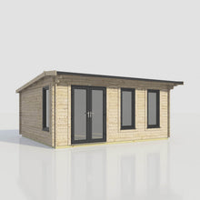 Load image into Gallery viewer, Apex Log Cabin 44mm (Off-Set) – Double Glazed uPVC Doors &amp; Windows-Eclipse Fencing
