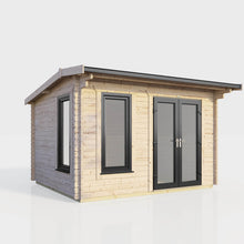 Load image into Gallery viewer, Apex Log Cabin 44mm (Off-Set) – Double Glazed uPVC Doors &amp; Windows-Eclipse Fencing
