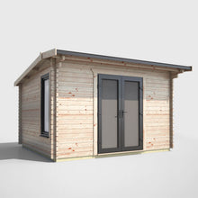 Load image into Gallery viewer, Apex Log Cabin 44mm (Off-Set) – Double Glazed uPVC Doors &amp; Windows-Eclipse Fencing
