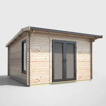 Load image into Gallery viewer, Apex Log Cabin 44mm (Off-Set) – Double Glazed uPVC Doors &amp; Windows-Eclipse Fencing
