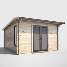 Load image into Gallery viewer, Apex Log Cabin 44mm (Off-Set) – Double Glazed uPVC Doors &amp; Windows-Eclipse Fencing
