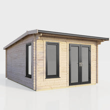 Load image into Gallery viewer, Apex Log Cabin 44mm (Off-Set) – Double Glazed uPVC Doors &amp; Windows-Eclipse Fencing
