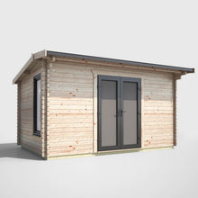 Load image into Gallery viewer, Apex Log Cabin 44mm (Off-Set) – Double Glazed uPVC Doors &amp; Windows-Eclipse Fencing
